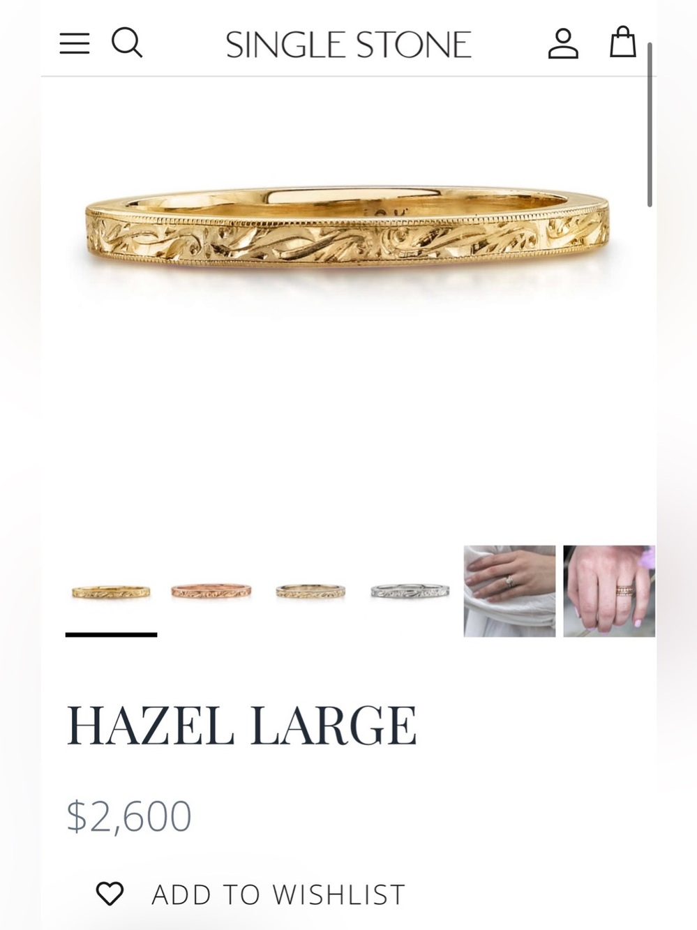 Single Stone Large Hazel Band